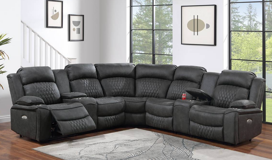 Power Reclining Sectional Set with dual adjustment and wireless phone charging stations