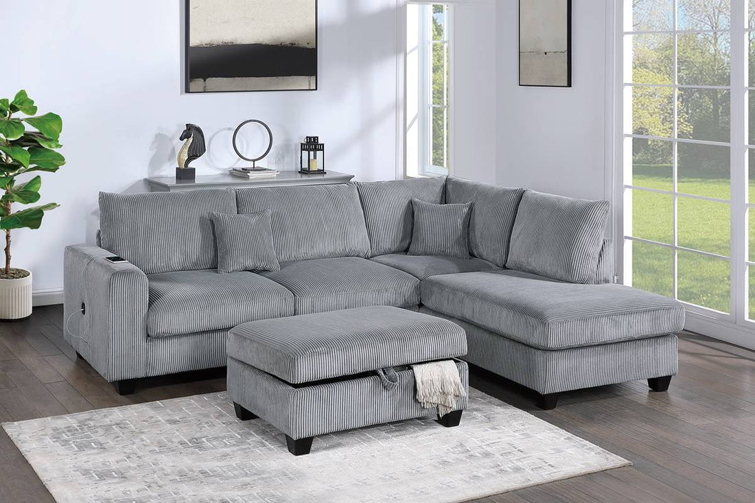 3-Piece Sectional Set Light Gray