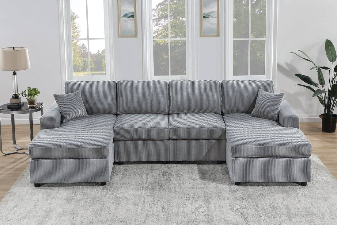 2pc Sectional Sofa Set Light Gray
