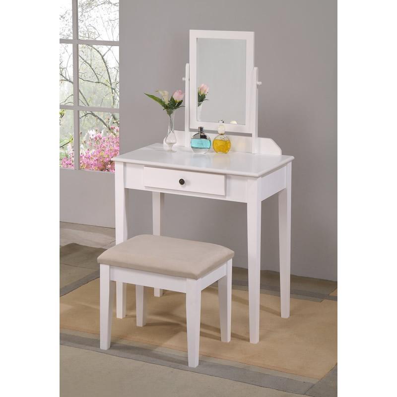 WHITE IRIS VANITY & STOOL