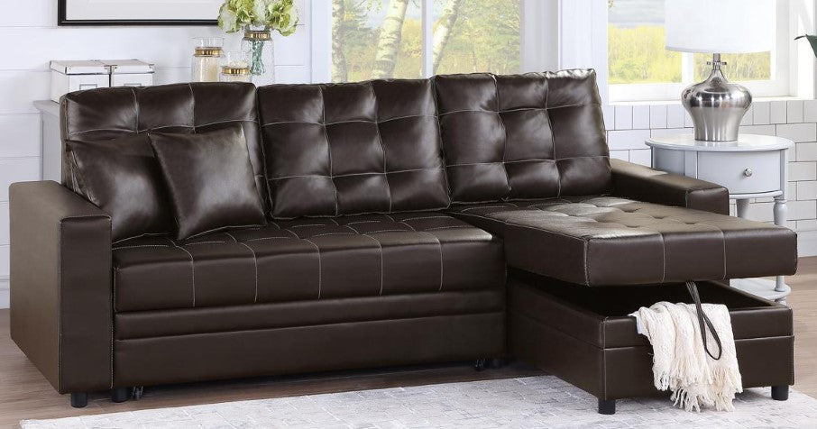 2 Pc Espresso Faux Leather Sectional Sofa