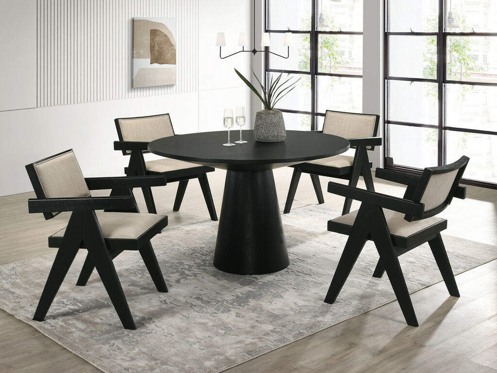 Jasper 5Pc Ebony Black 47" Round Dining Set