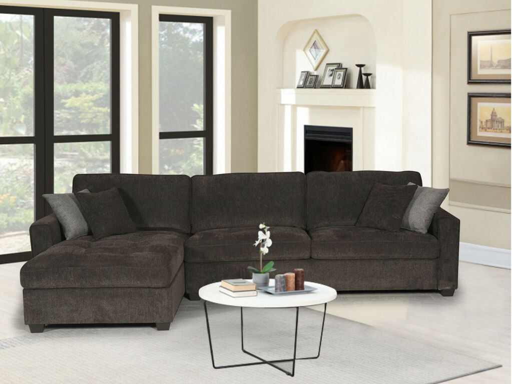 Polaris Black Chenille 125" Reversible Sectional Sofa