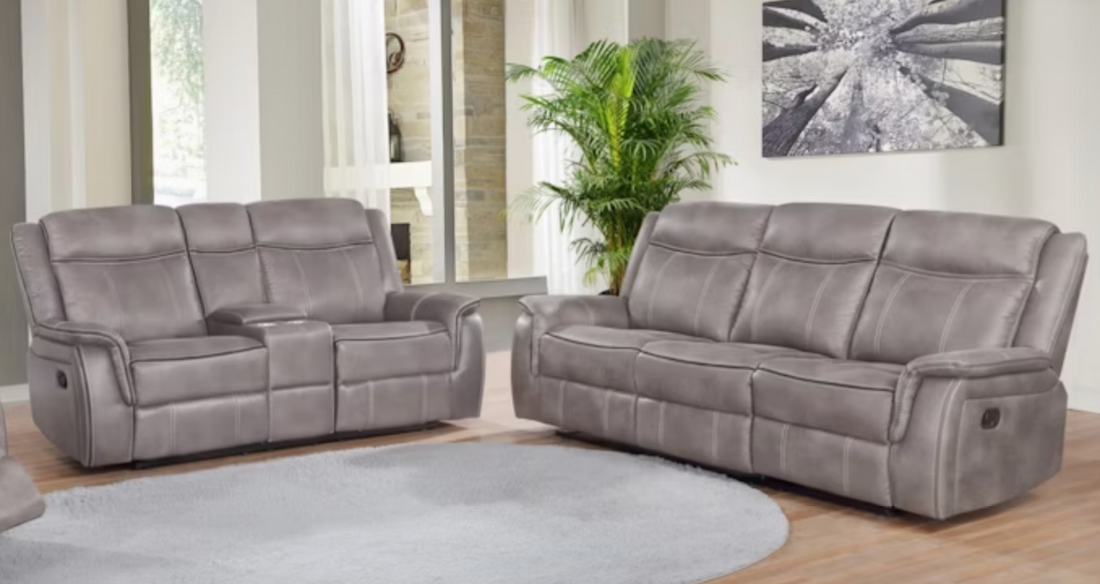 Lawrence Upholstered Tufted Back Reclining Sofa and Love Seat by Coaster