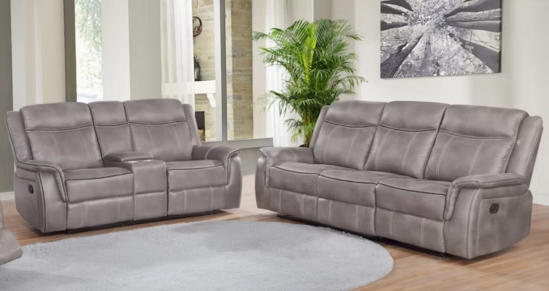 Lawrence Upholstered Tufted Back Reclining Sofa and Love Seat by Coast shoparue
