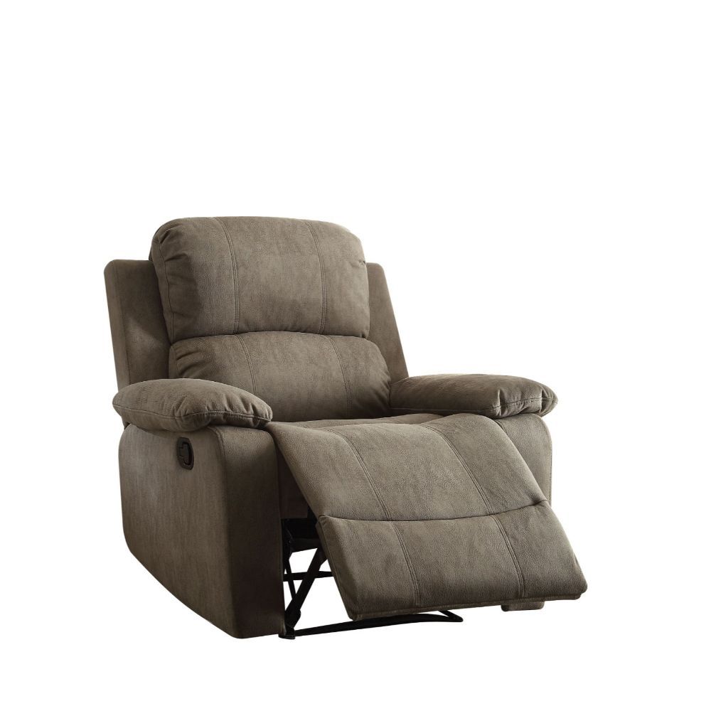 Bina Recliner Chair by Acme. Gray Polished Microfiber
