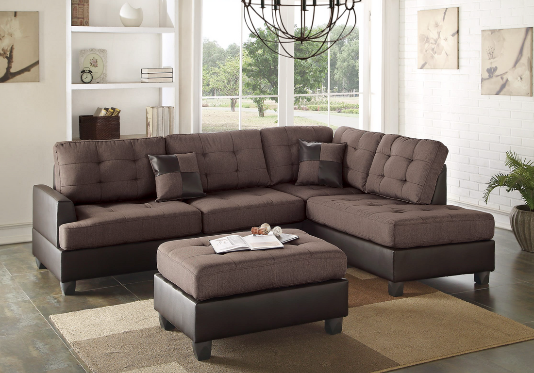 Sectional with ottoman and accent pillows included.