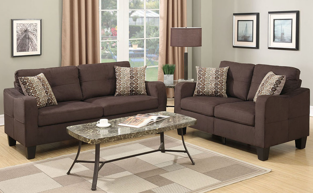 Fabric Sofa and Love Seat Living Room Set by Poundex