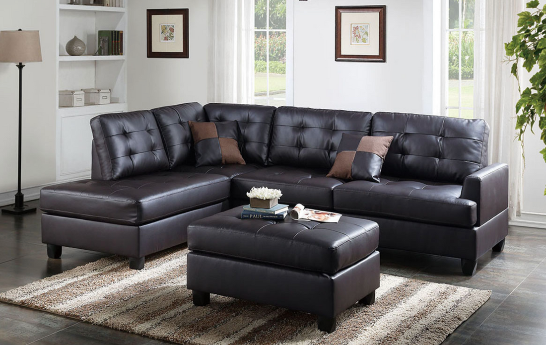 Leatherette Reversible Sectional by Poundex